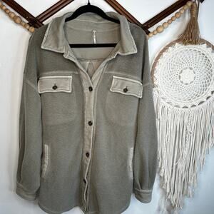 Free People Washed Olive Ruby Oversized Shacket